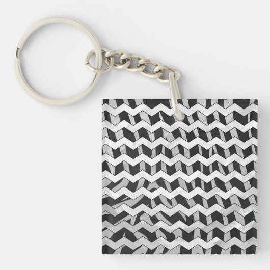 Porte-clés Chevron Zebra noir et gris (Devant)