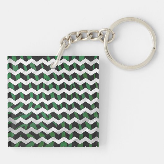 Porte-clés Chevron Zebra noir et vert (Dos)