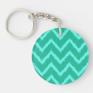 Porte-clés Chevrons d'Ikat - turquoise et aqua