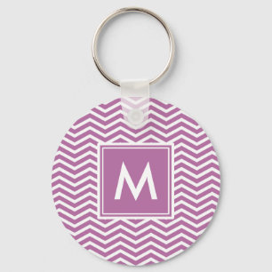 Porte-clés Chevrons Violets Modernes et Audacieux Avec Monogr