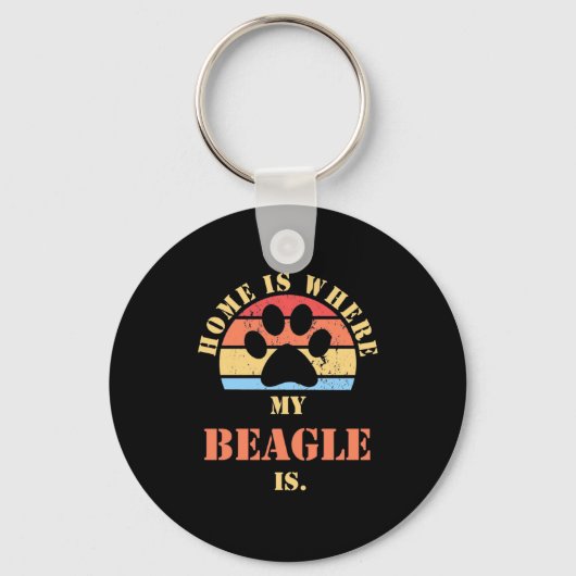 Porte-clés Chez Moi, Mon Chien Beagle Est Là (Recto)