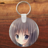 Porte-clés Chibi anime cheveux brun fille yeux gris (Recto)