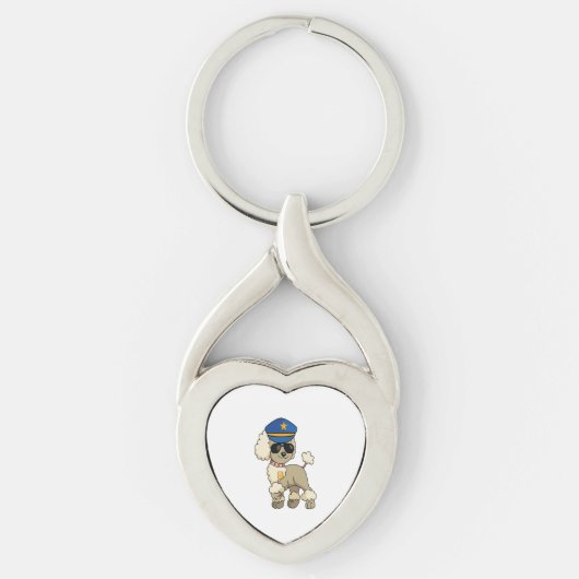Porte-clés Chibi Anime Police Poodle Chien (Devant)