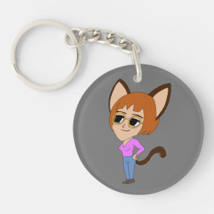 Porte-clés chibi catgirl porte - clé