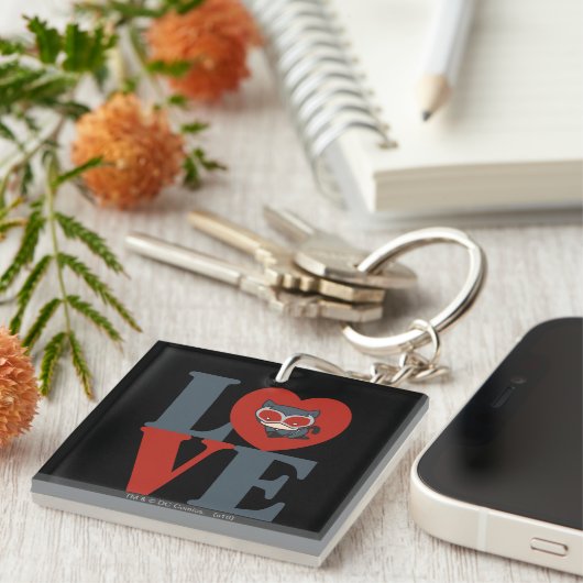 Porte-clés Chibi Catwoman LOVE (Devant Droit)