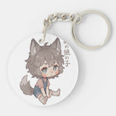 Porte-clés Chibi Enfant Loup de la Forêt (Dos)