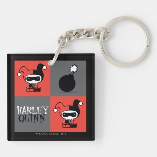 Porte-clés Chibi Harley Quinn Checker Motif (Dos)