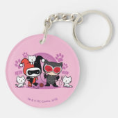 Porte-clés Chibi Harley Quinn & Chibi Catwoman Avec Chats (Dos)