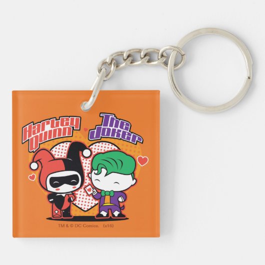 Porte-clés Chibi Harley Quinn & Chibi Joker Coeurs (Dos)
