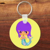 Porte-clés chibi magique sirène cheveux pourpre (Recto)