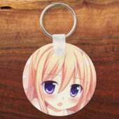 Porte-clés Chibi mignonette blonde fille indigo yeux bleus (Recto)