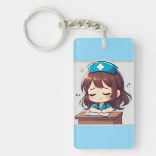 Porte-clés Chibi Nurse Original - Un peu d'épuisement