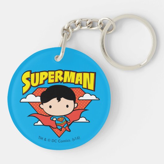 Porte-clés Chibi Superman Polka Dot Shield et nom (Dos)
