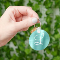 Chic Aqua Brossé Métal Monogramme blanc