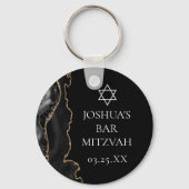 Porte-clés Chic Black Gold Agate Bar Mitzvah Party (Verso)