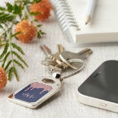 Porte-clés Chic Bleu Nuit Rose Doré Glitter Coulures Monogram (Côté )