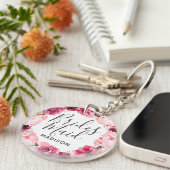 Porte-clés Chic Bourgogne & Pink Floral Wreath (Devant droit)