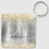 Porte-clés Chic brossé métal or fausse parties scintillant (Dos)