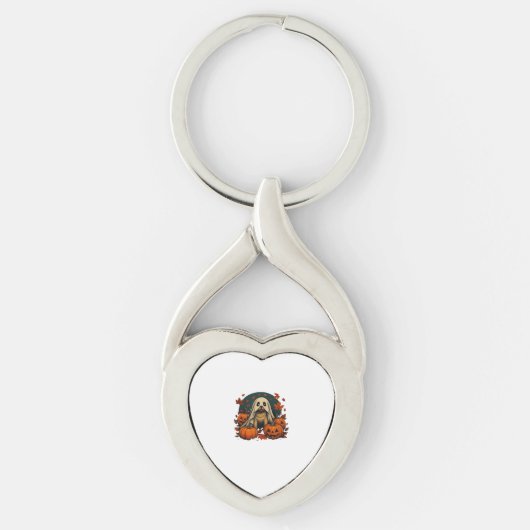 Porte-clés Chic chien Carlin avec Citrouille Automne Hallowee (Devant)