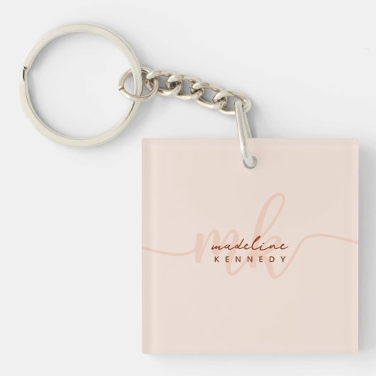 Porte-clés Chic Clay et Beige Monogramme moderne (Devant)