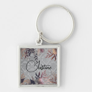 Porte-clés Chic Floral Elegant Damask Personnalisé