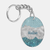 Porte-clés Chic girly turquoise menthe vert parties scintilla (Devant gauche)
