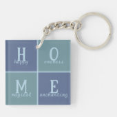 Porte-clés Chic "HOME" en bleu et gris teintes (Dos)