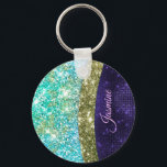 Porte-clés Chic irisé violet bleu faux parties scintillant mo<br><div class="desc">Une parties scintillant cool en argent girly et irisée fausse en licorne, arc-en-ciel, turquoise, aqua, couleurs bleu violet. Élégant porte - clé Monogramme Parties scintillant. Personnalisez-le avec votre nom, monogramme ou autre texte souhaité. Cela rend le cadeau parfait pour 16 ans, mariage, douche nuptiale, anniversaire, baby shower ou bachelorette pour...</div>