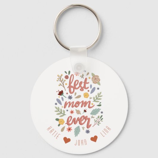 Porte-clés Chic Meilleure maman jamais Calligraphie Florale (Recto)