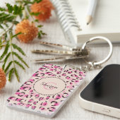 Porte-clés Chic moderne chic guépard imprimé motif monogramme (Devant droit)