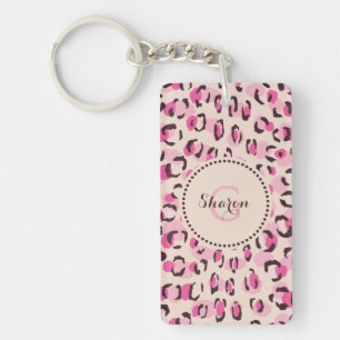 Porte-clés Chic moderne chic guépard imprimé motif monogramme