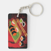 Porte-clés Chic Moderne élégant Sushi noir & rouge (Dos)