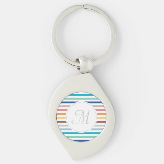 Porte-clés Chic Monogram Pastel Arc-en-ciel bandes horizontal (Devant)