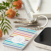 Porte-clés Chic Monogram Pastel Arc-en-ciel bandes horizontal (Devant droit)