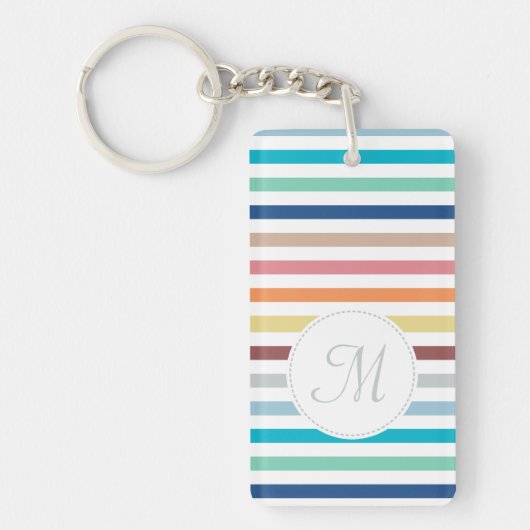 Porte-clés Chic Monogram Pastel Arc-en-ciel bandes horizontal (Devant)