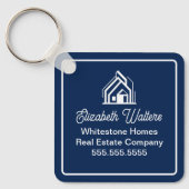Porte-clés Chic Navy Blue Real Estate Company Custom Realtor (Recto)