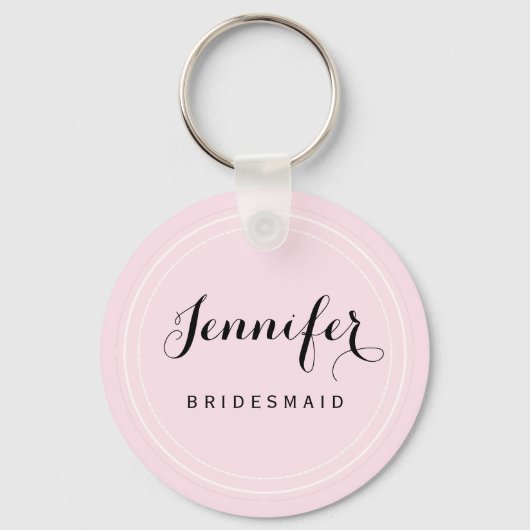 Porte-clés Chic noir et rose Personnaliser Bridesmaid (Recto)