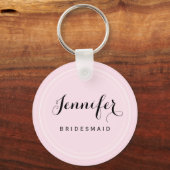 Porte-clés Chic noir et rose Personnaliser Bridesmaid (Recto)