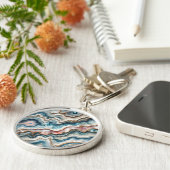 Porte-clés Chic noir Turquoise bleu bleu rose Motif en marbre (Côté)