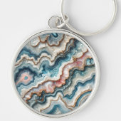 Porte-clés Chic noir Turquoise bleu bleu rose Motif en marbre (Devant)