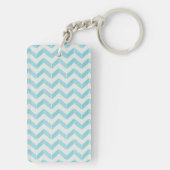 Porte-clés Chic Pastel turquoise Chevron Custom Monogramme (Dos)