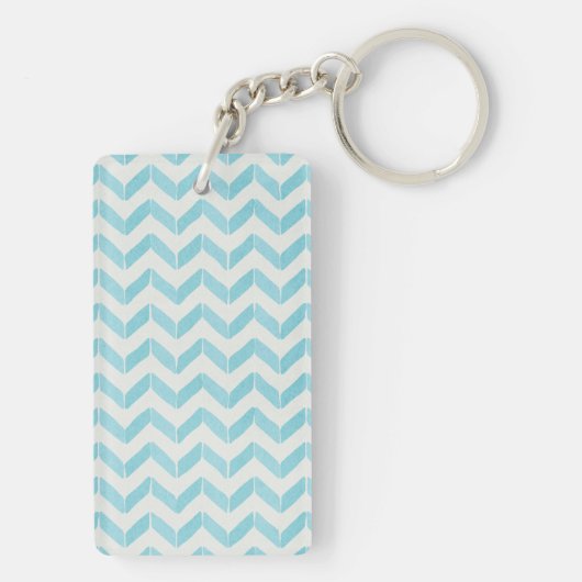 Porte-clés Chic Pastel turquoise Chevron Custom Monogramme (Dos)