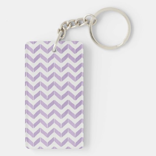 Porte-clés Chic Pastel violet gris Chevron Custom Monogramme (Dos)