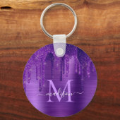 Porte-clés Chic Purple Parties scintillant de séchage brosse (Recto)