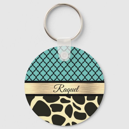 Porte-clés Chic Quatrefoil Giraffe Imprimer (Recto)