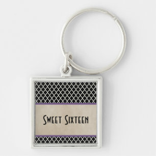 Porte-clés Chic Quatrefoil Sweet 16 Porte - clé, Violet