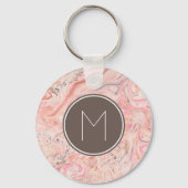 Porte-clés Chic rose beige gris marbre Monogramme (Recto)