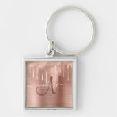 Porte-clés Chic Rose Gold Driving brossé Monogramme métalliqu (Devant)