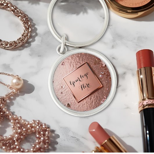 Porte-clés Chic Rose Gold Glitter Custom Logo
