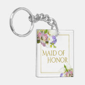 Porte-clés Chic Spring Floral Maid of Honor Wedding Favor (Devant gauche)